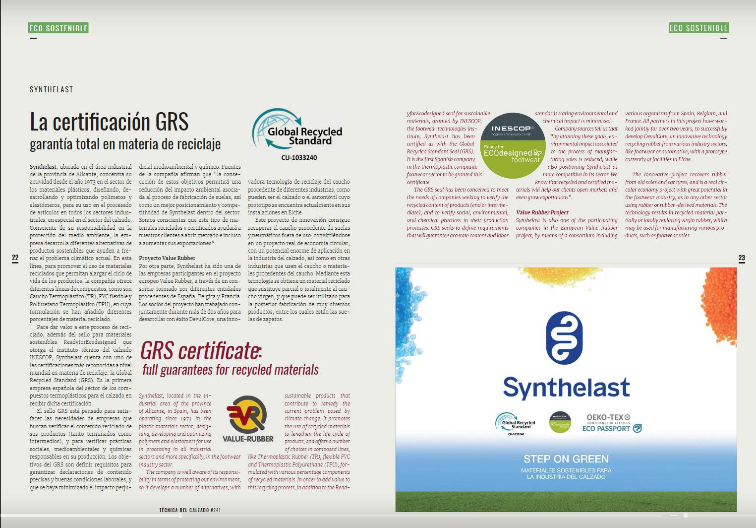 Synthelast obtiene la certificación GRS para materiales reciclados